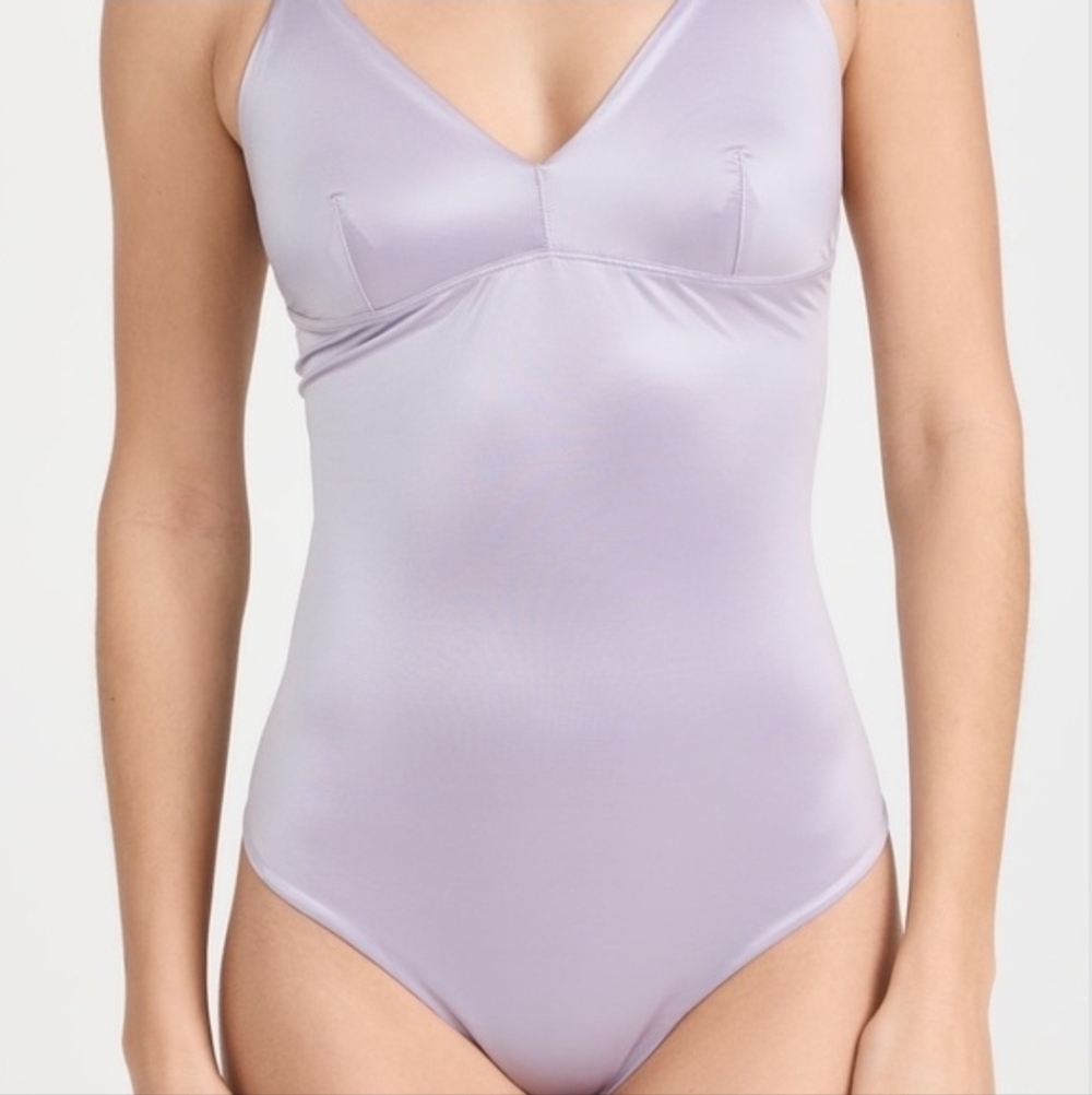 SPANX Women Lilac/Lavender Satin Thong Shapewear Bodysuit Size 3X Shaping